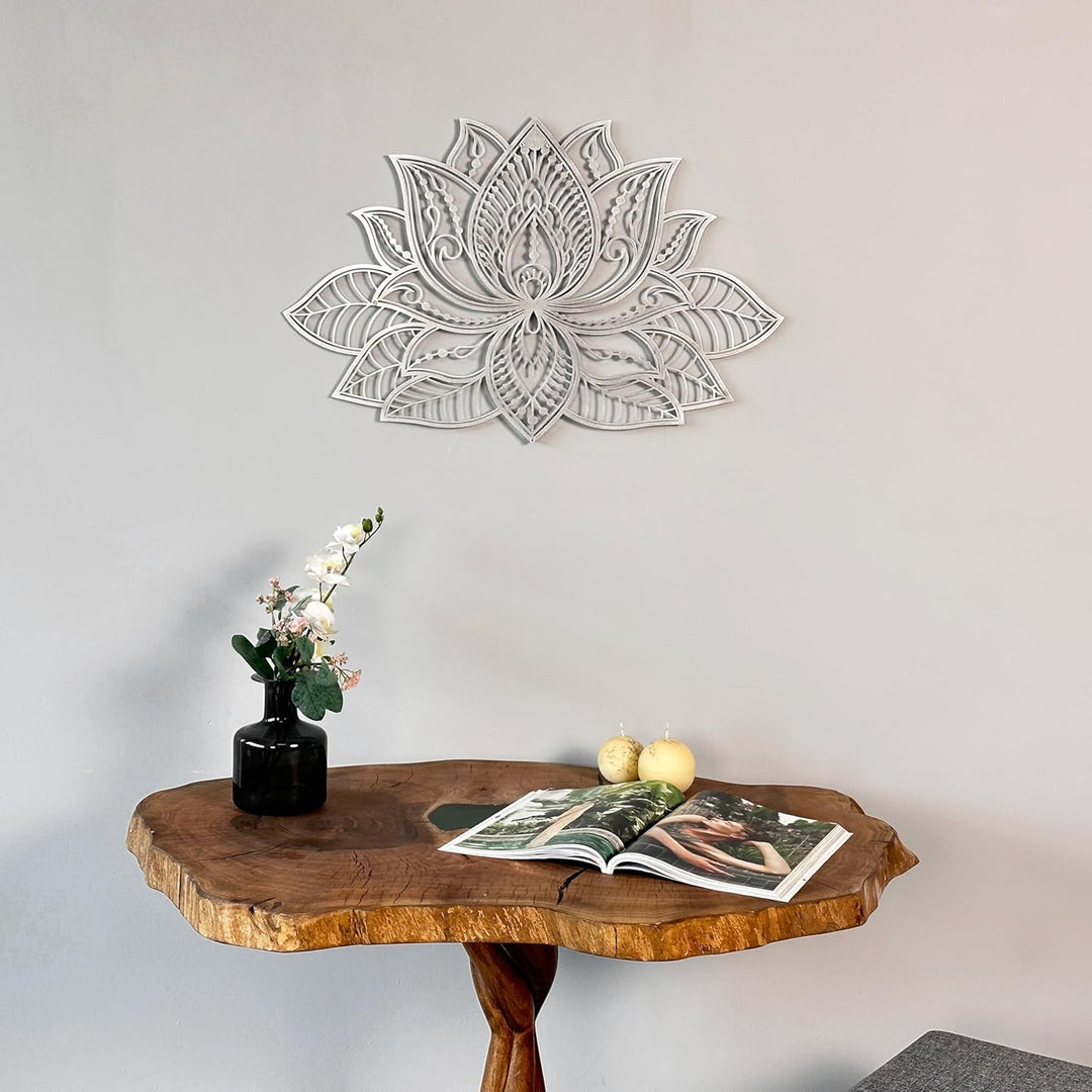 IWA CONCEPT 3D Mandala Metall Wanddekoration | Lotusblume Dekoration für Zuhause | Schlafzimmer Meta