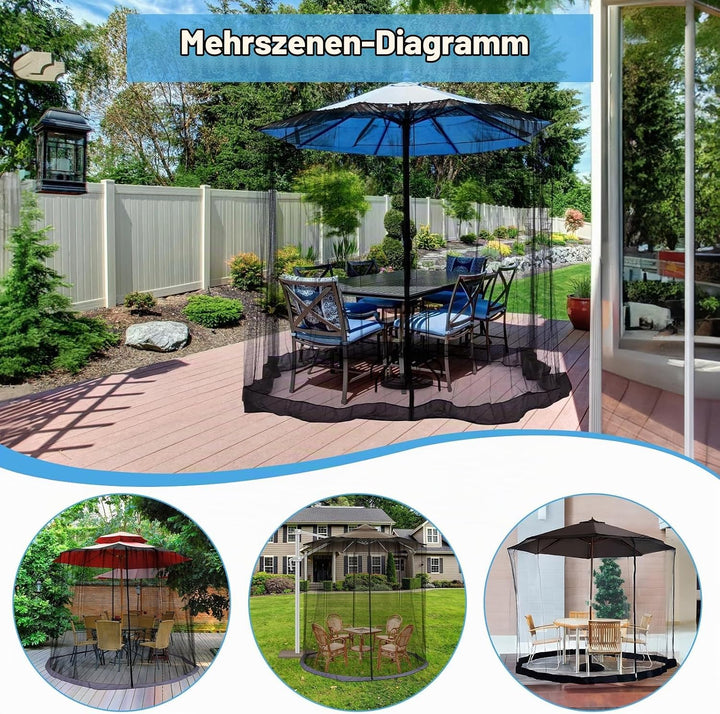 LALAGO Moskitonetz für Sonnenschirme, 335 * 240 cm Schirmmückennetz Terrassenschirm-Netz, A