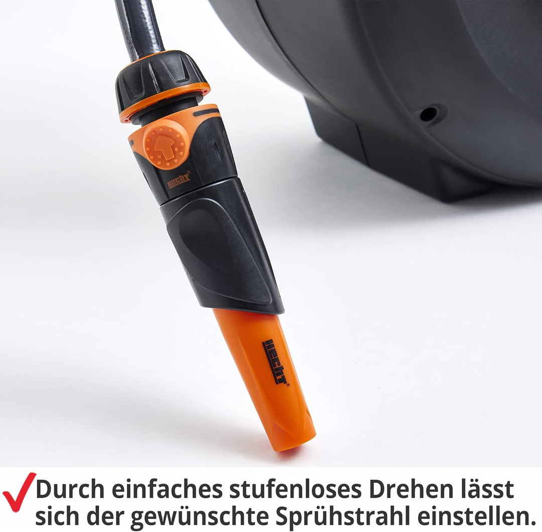 HECHT Automatik Wand Schlauchtrommel – mit 20m+2 oder 30m+2 Gartenschlauch – Inkl. Wandhalterung Sch