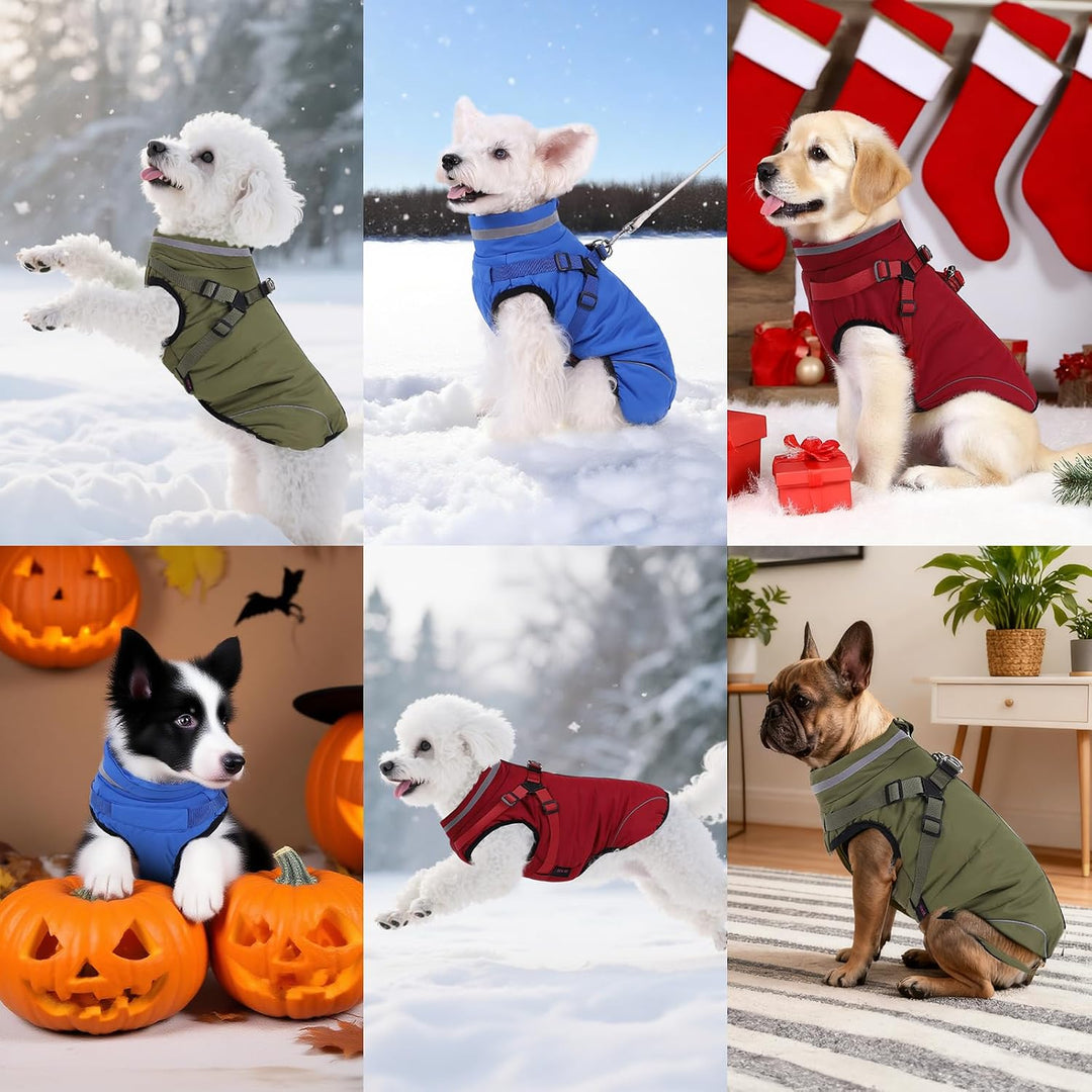 Poseca Hundejacken für den Winter Winddicht Wasserdicht 2 in 1 Outfit Kaltwettermantel Hundewestenge