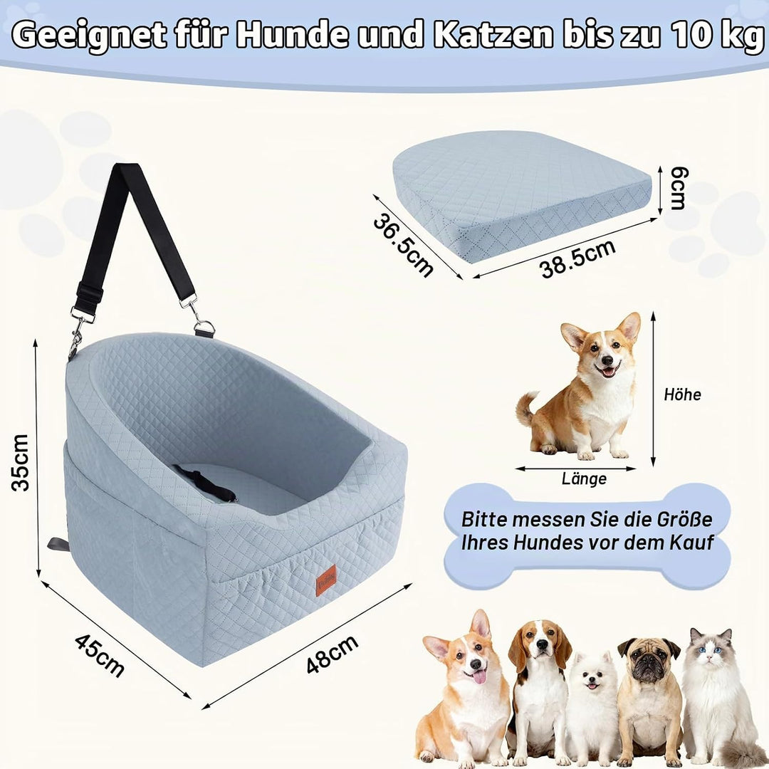 Vivifying Hunde Autositz für kleine bis mittlere Hunde, Waschbarer Hundesitz Auto mit Sicherheitslei