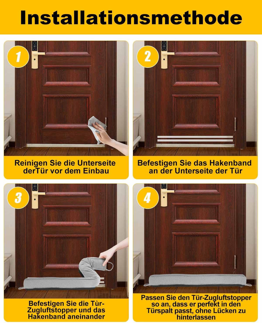 Zugluftstopper für Türen, 90cm Zugluftstopper Fenster, 1.1KG Schwerer Windstopper, Anti-Rutsch Türzu