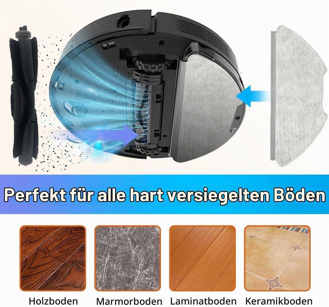 HomeTimes Ersatzteile für AIRROBO T20 Saugroboter Ersatz Zubehör mit 1 Gummibürste 2 HEPA-Filter 4 S