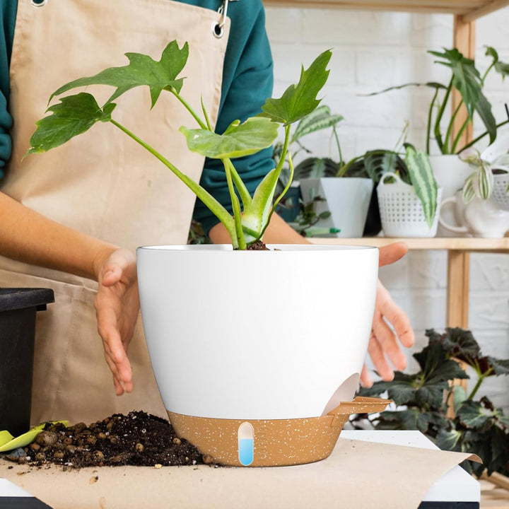 ZMTECH 30 cm Pflanztöpfe mit Bewässerungslippe Selbstbewässernde Pflanztöpfe mit Abflusslöchern und