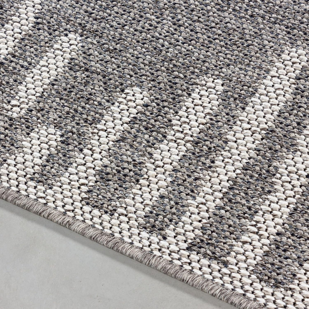 HomebyHome Outdoor Teppich Grau 60x100 cm für Küche, Terrasse, Balkon, Garten, Camping sowie Wohnzim