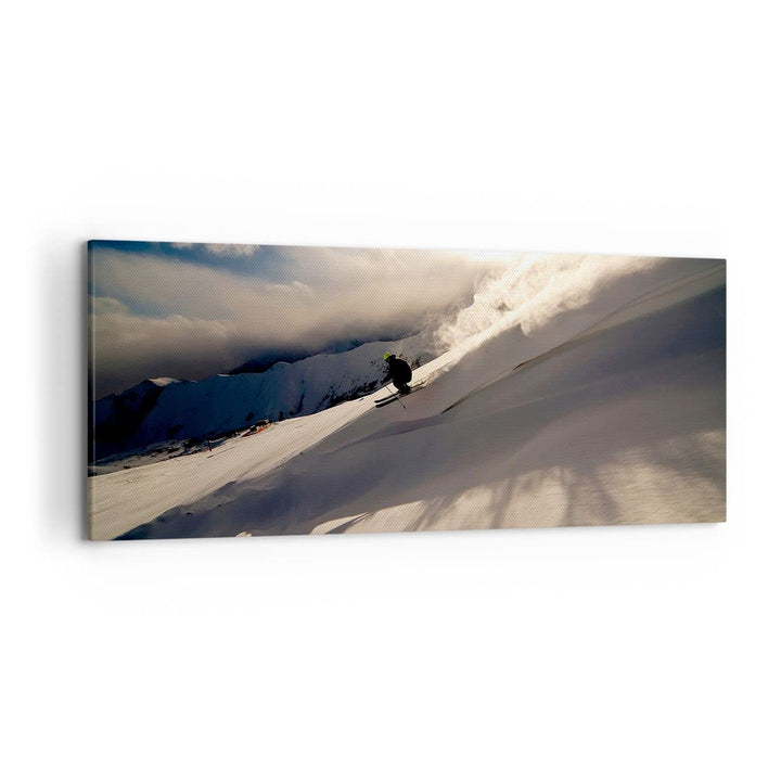 Wandbilder Dekoration Wohnzimmer Berge Ski Winter Panorama Bilder auf Leinwand 120x50cm Leinwandbild