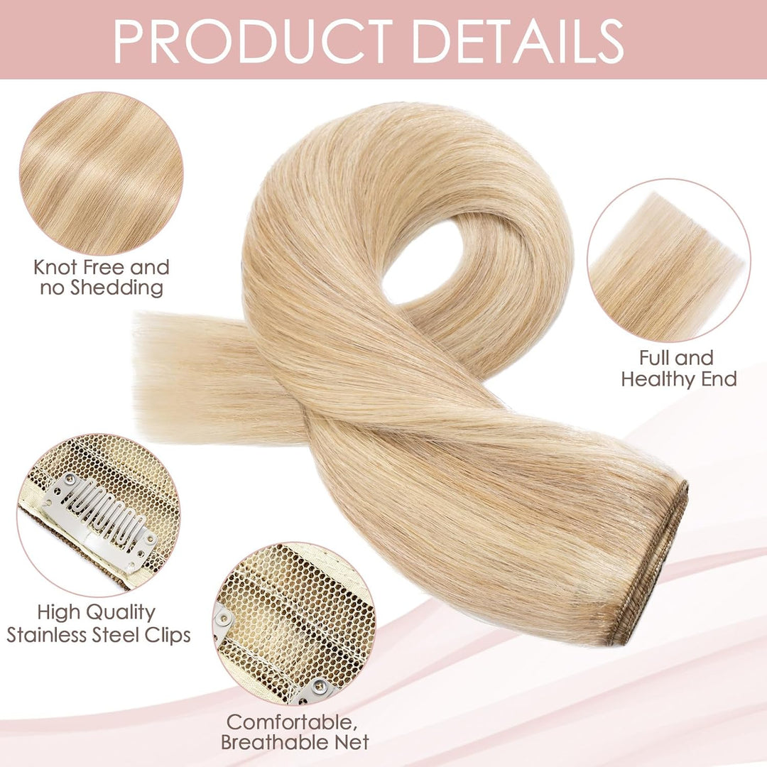 Silk-co Clip in Extensions Echthaar 1 Tressen 5 Clips 50g, Hair Extensions, Remy Echthaar Clip ins H