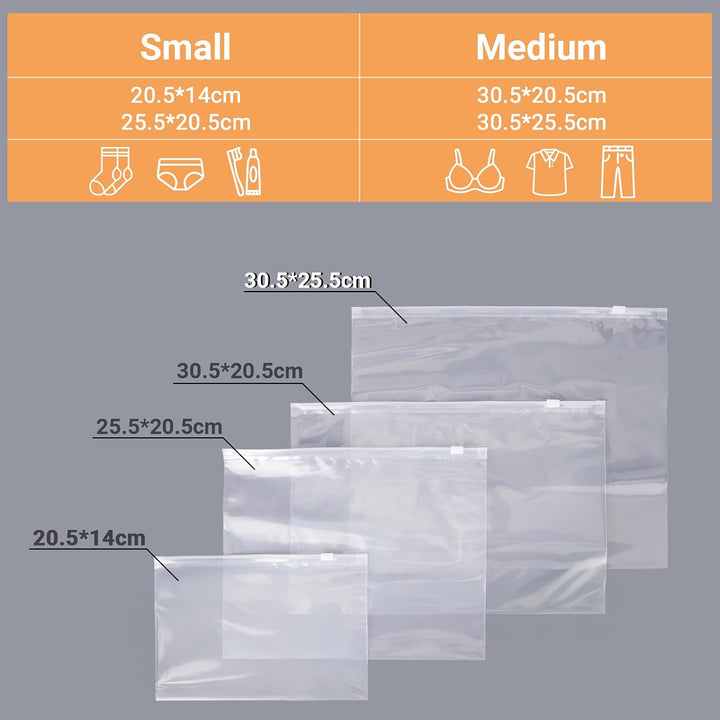 Zip Beutel Kleidung, 50 Stück 30.5 * 25.5cm Verschliessbare Plastikbeutel, Transparente Aufbewahrung