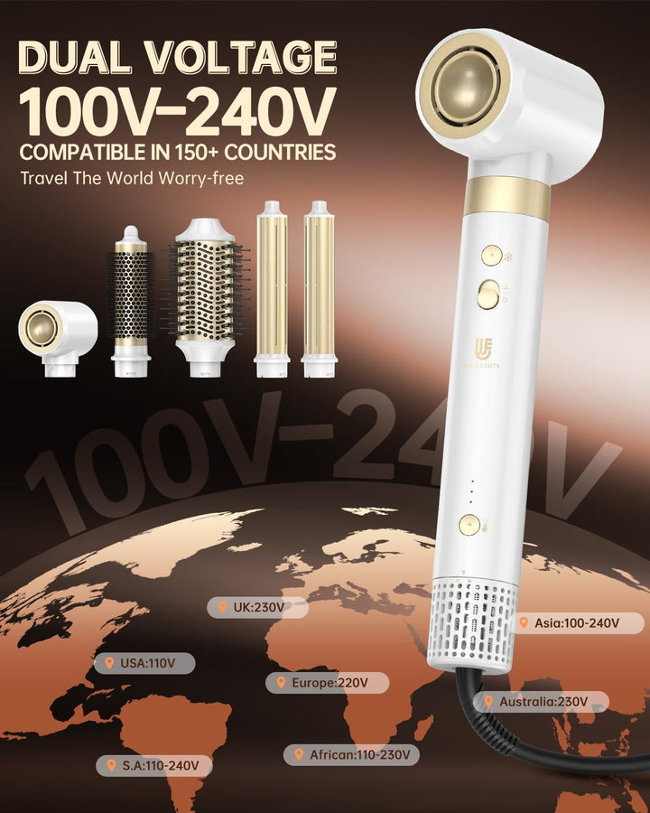 webeauty [Dual Voltage] 6in1 Hairstyler,110,000U/Min, 30M/S, 500 Millionen Negative Ionen Hochgeschw