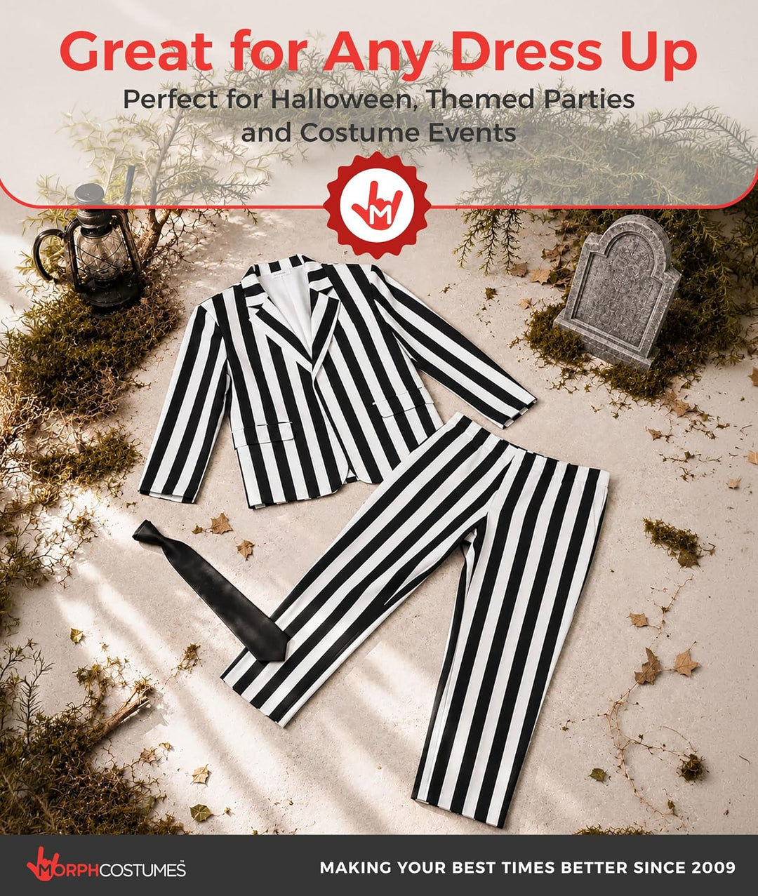 Fun Shack Gestreiftes Anzug Kostüm Herren, Schräges Halloween Kostüm M Schwarz, M Schwarz
