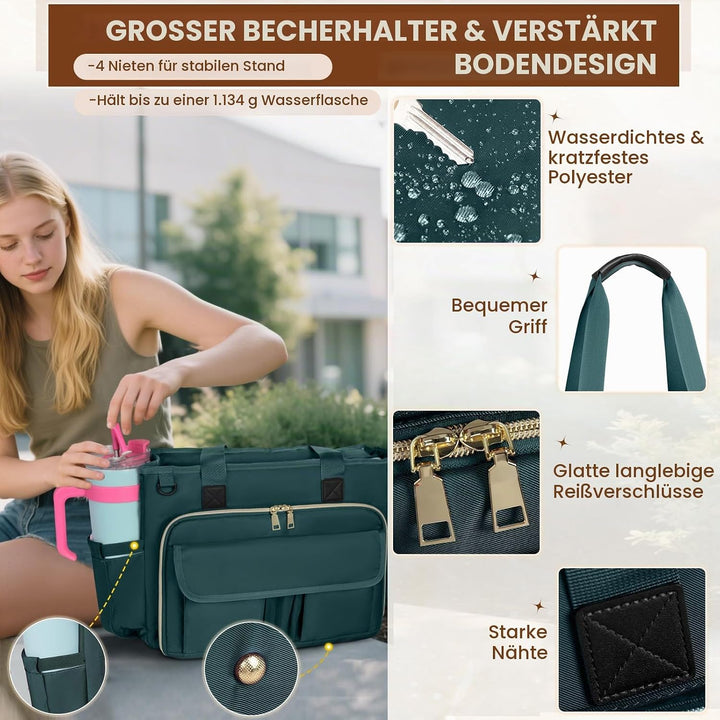 RAINSMORE Lehrertasche Damen Gross 15.6 Zoll Laptoptasche Arbeitstasche mit Isolierter Tasche für Kr