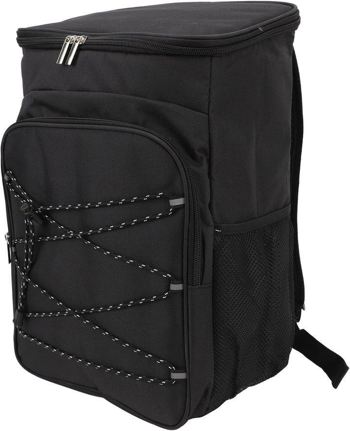 Kühlrucksack Gross, Wasserdichter Camping Rucksack mit Kühlfach und Seitentaschen, Schwarz, für Outd