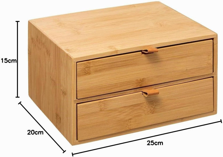 5five - box mit 2 schubladen bambus lederriemen (Packung mit 2) cm (Packung mit 2), cm (Packung mit
