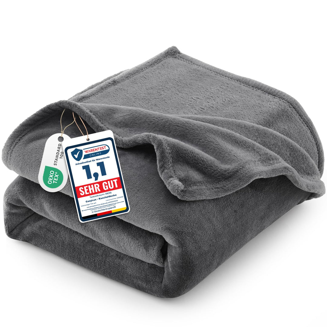 CozyLux Kuscheldecke Flauschig Decke 230x270 cm Grau, 230x270 cm Grau
