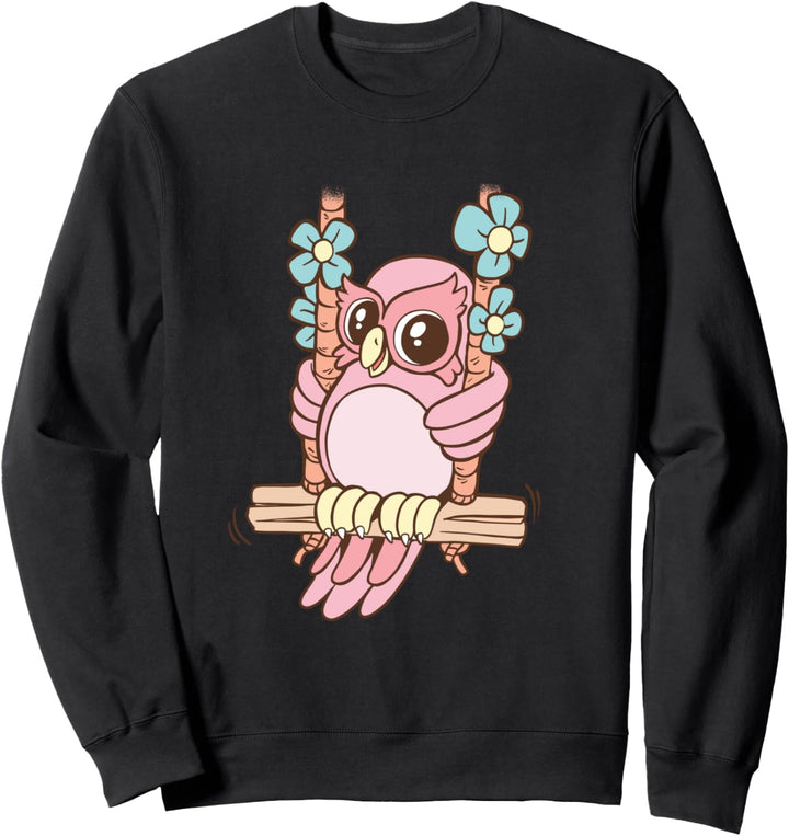 Niedliche rosa Eule schwingend Sweatshirt