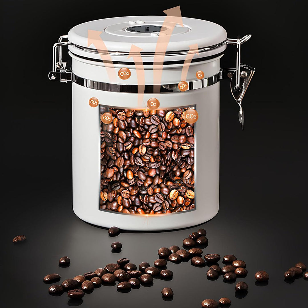 Kaffeedose Luftdicht 1,5L, Luftdichte Edelstahl Kaffeedose, Kaffeedose Luftdicht Bohnen Behälter Ede