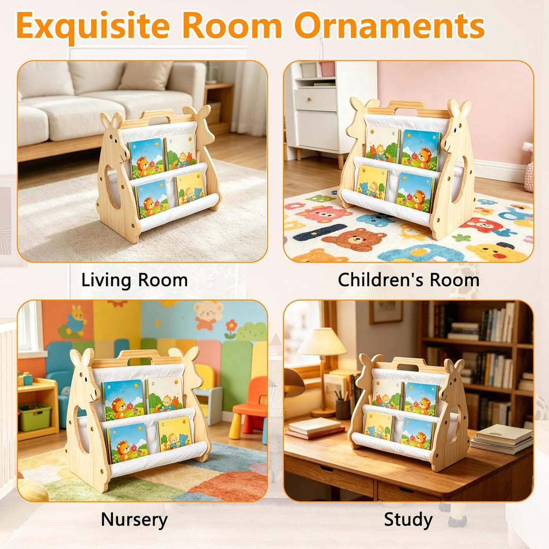 BüCherkiste Kinder Aus Holz, BüCcherregal Kinder Montessori Känguru Design, Bücherregal Kinder Holz