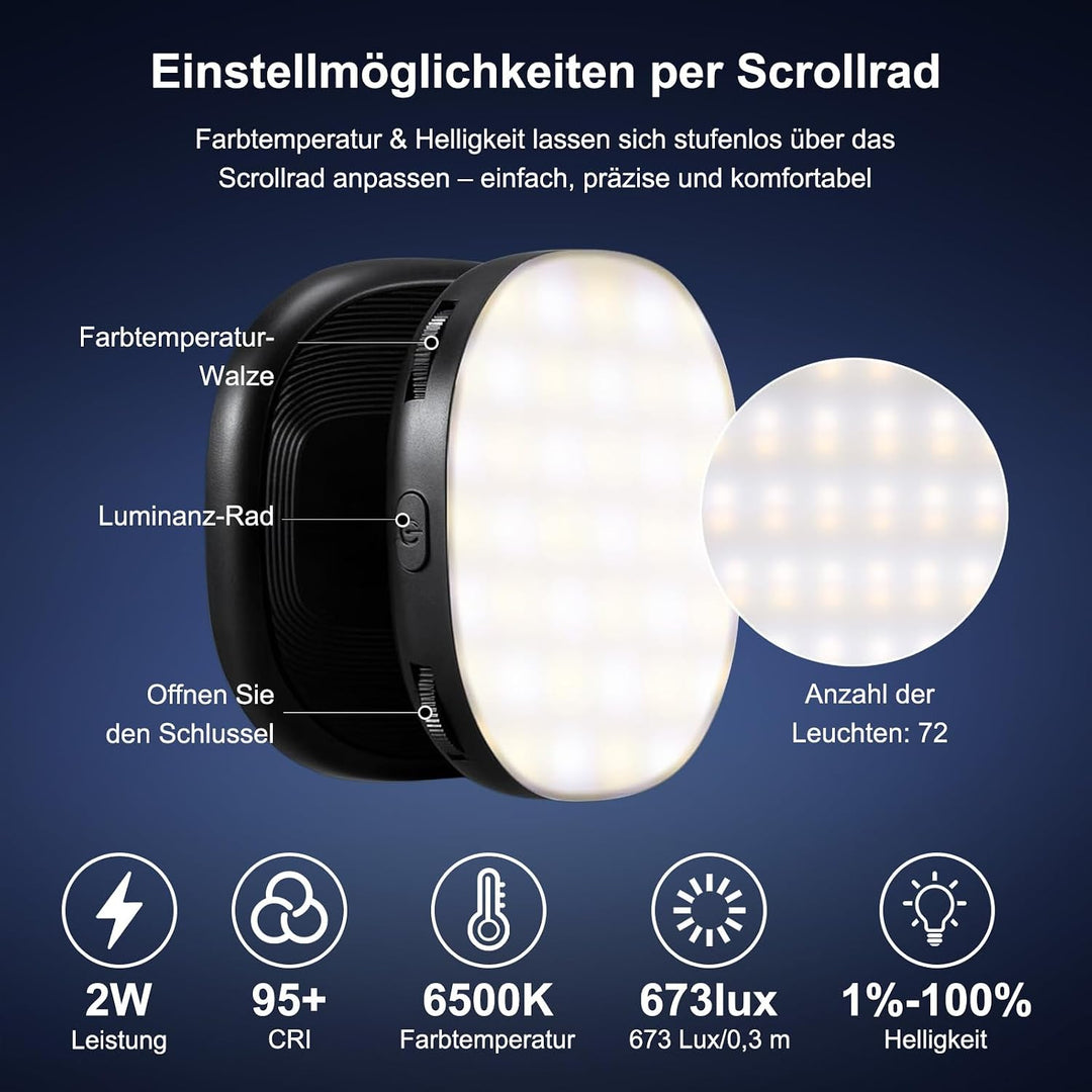Magnetisches Selfie Licht mit Spiegel, Handy Licht 900mAh, 360° LED Ring Fülllicht kompatibel mit iP