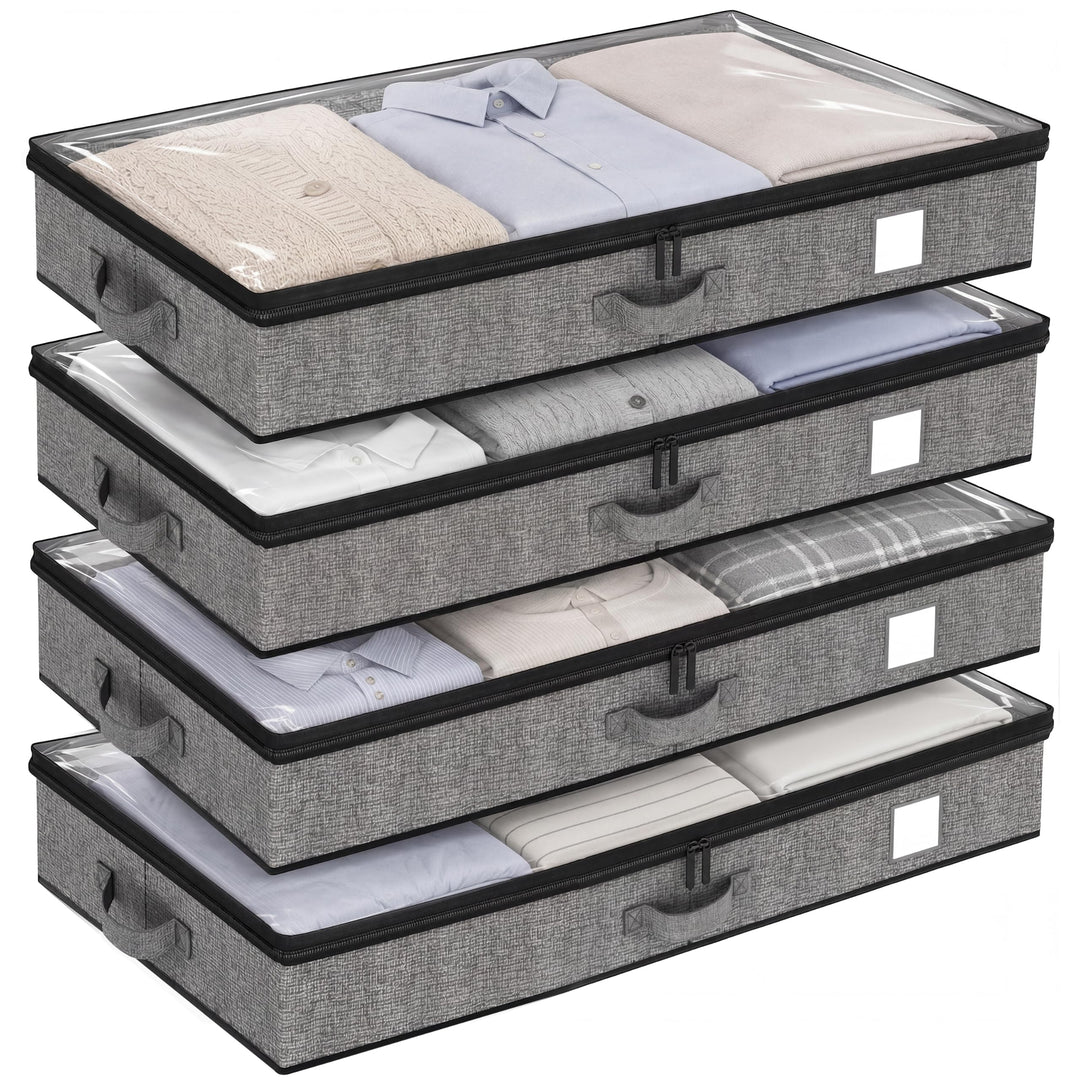 Fixwal Unterbett-Aufbewahrungsbehälter, unten 11,4 cm, niedriges Profil, Unterbett-Organizer, Kleide