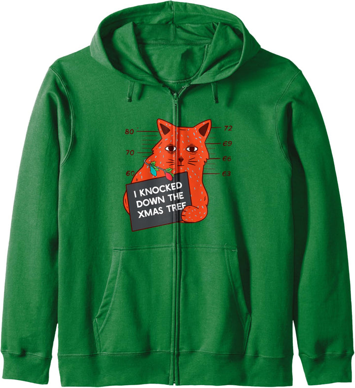 Funny Guilty Cat Mugshot Meme Knock Down Weihnachtsbaum Kapuzenjacke