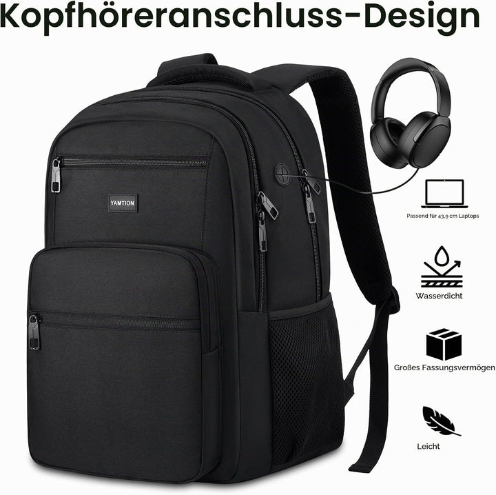 YAMTION Rucksack Herren, Schulrucksack Teenager, 17,3 Zoll Laptop Rucksack, Laptop Backpack, Rucksac