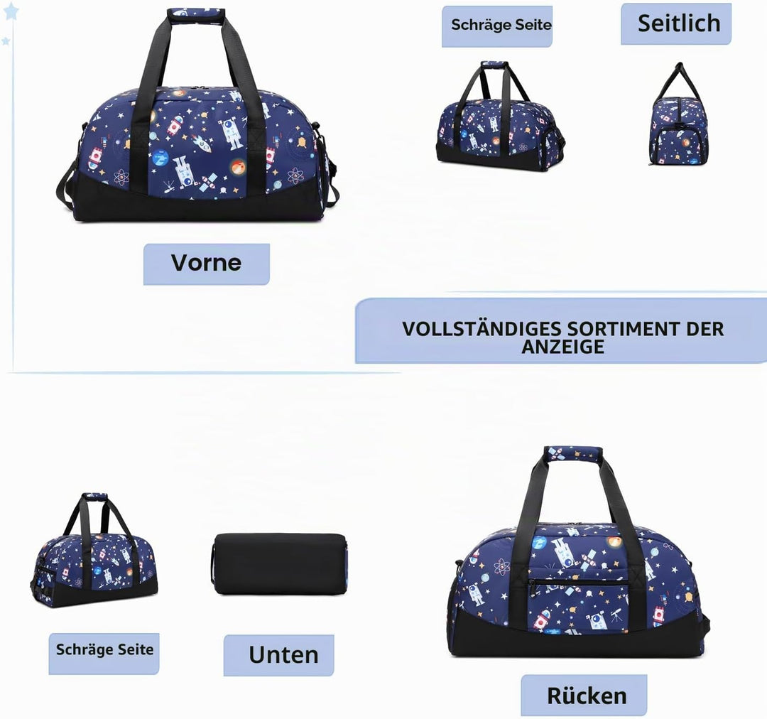 Lmwzh Kinder Sporttasche Reisetasche mitSchuhfach Turnbeutel wasserdichte Schwimmtasche(Weltraum), W