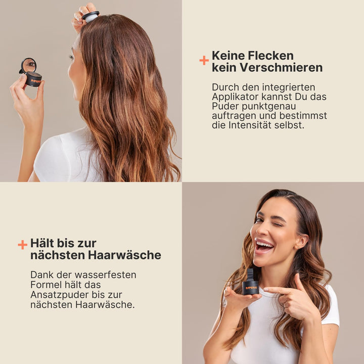 IMPERIO Ansatzpuder - Haar Concealer zur Haarverdichtung für Frauen und Männer, wasserfestes Haar Ma