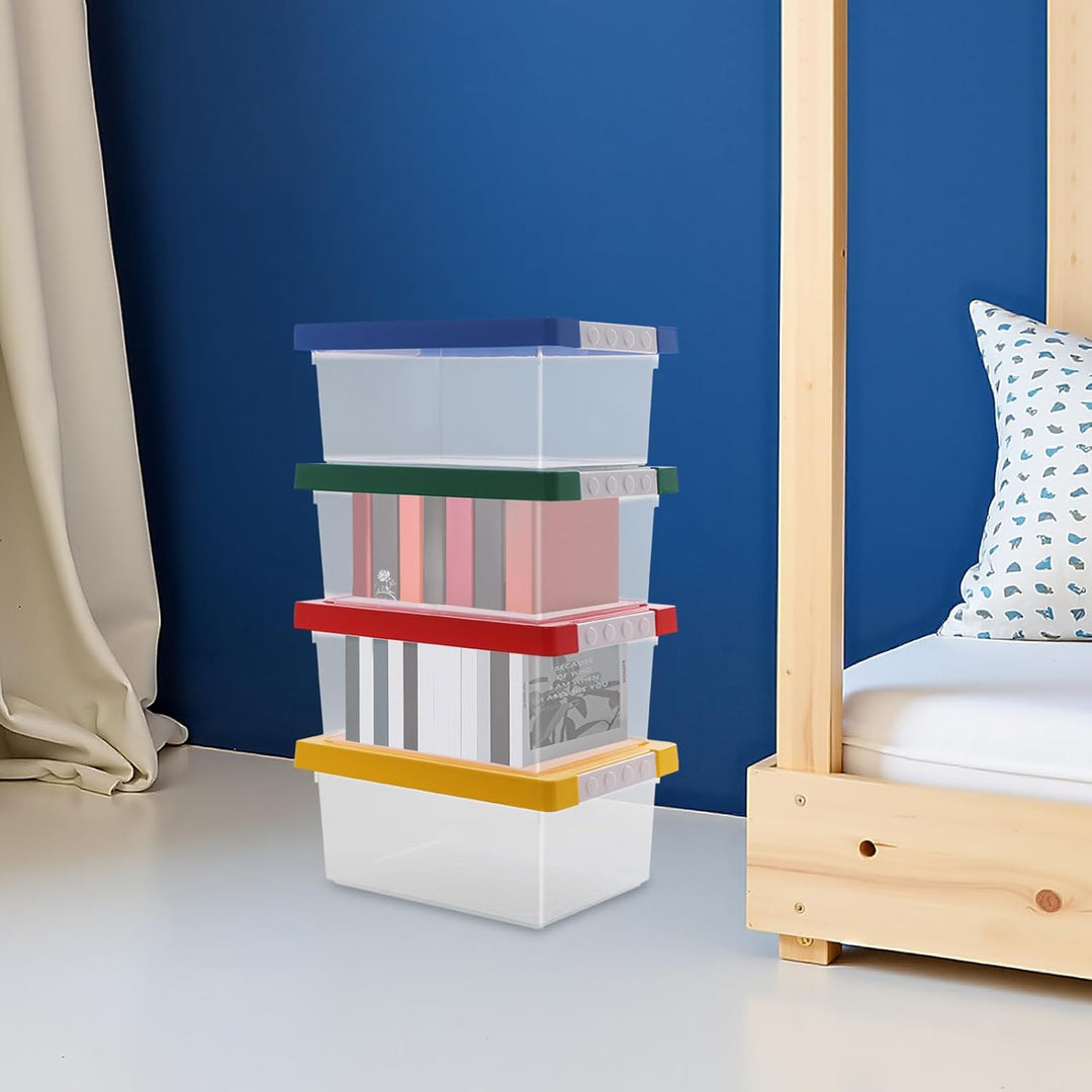 4er-Set Stapelbar Aufbewahrungsboxen mit Deckel I Transparente Lego Sortierbox aus PP I Spielzeugkis