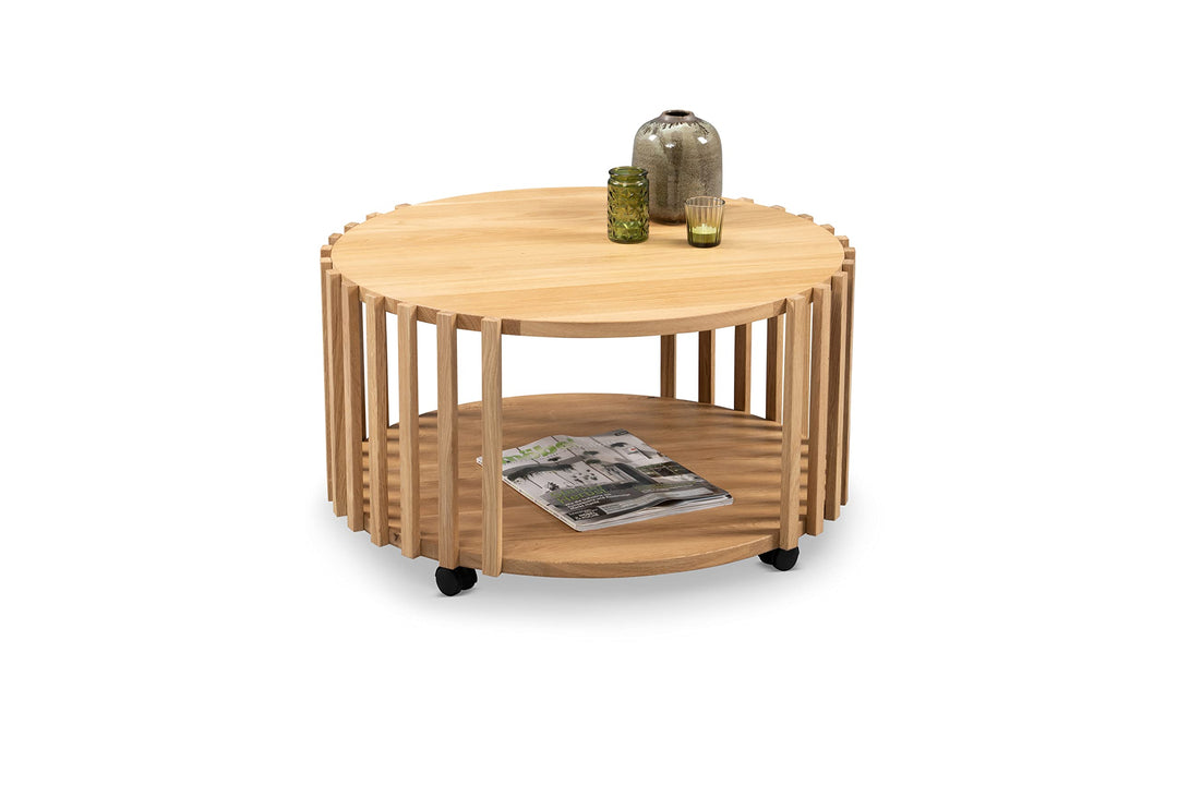 M2 Kollektion Mats 2 Couchtisch, Holz, Braun, D=70cm, H=40cm