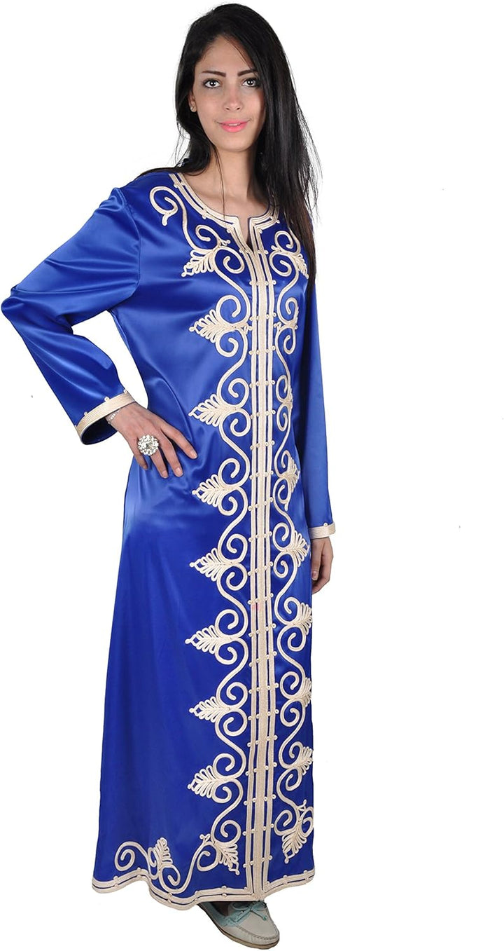 Klassischer Damen-Kaftan - Hauskleid, Abaya, Blau Blau