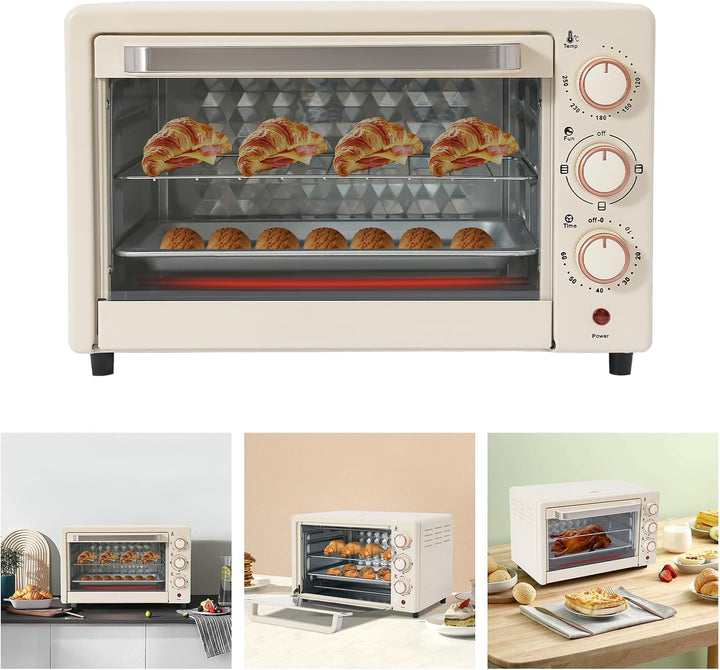 Elektrobackofen 22L mit Grillfunktion – 1000W Mini Backofen, inkl. Backblech &amp; Rost für Pizza, Brot