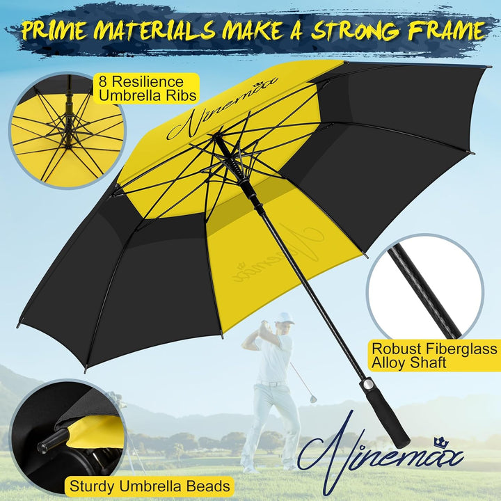 NINEMAX Golfschirm Gross 62/68 Inch Golf Regenschirm Sturmfest Automatik Öffnen Golf Regenschirm Dop