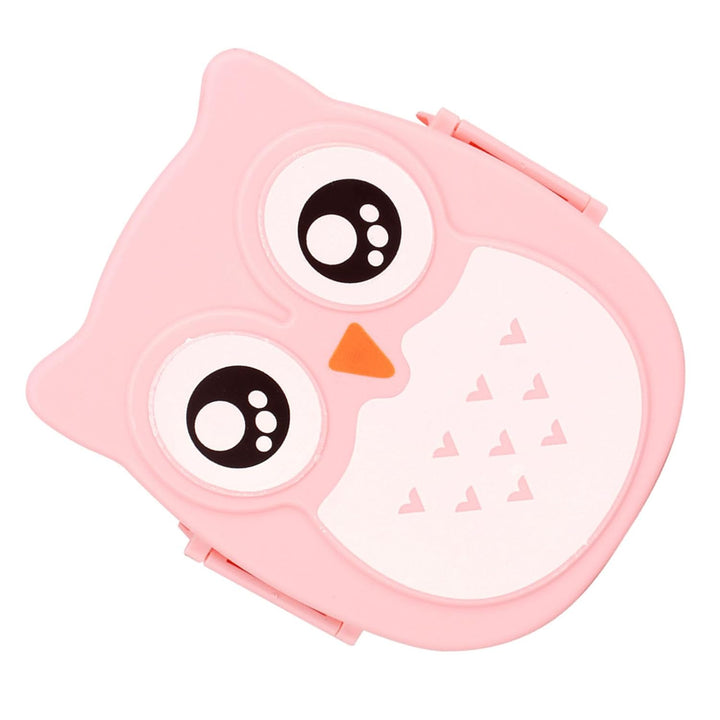 Tragbare Cartoon Eule Lunchbox, Kunststoff, 900ml, Mikrowellengeeignet, mit Löffel und Gabel, 16x14x
