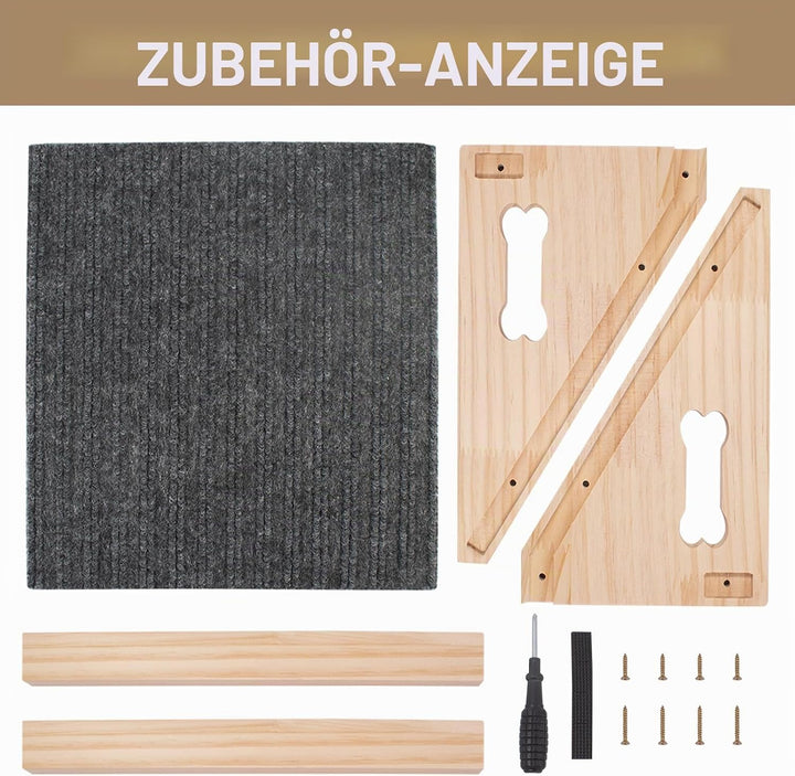 2 Stück Haustierrampe aus massivem Holz mit rutschfestem Filzbezug Hunderampe rutschfeste Grifffläch