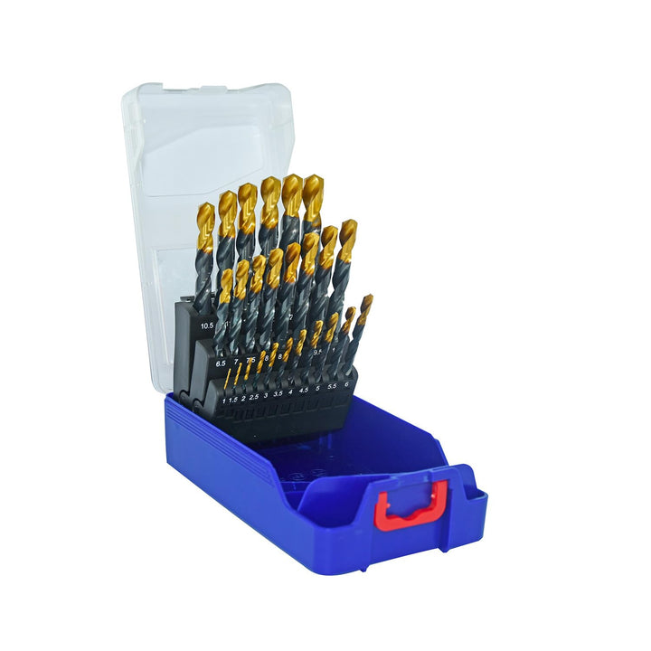 Tivoly 11453170017 T-Box Metallbohrer HSS Steam Tin Technic Ø 1 bis 13 mm x 0,5 mm, 25 Stück