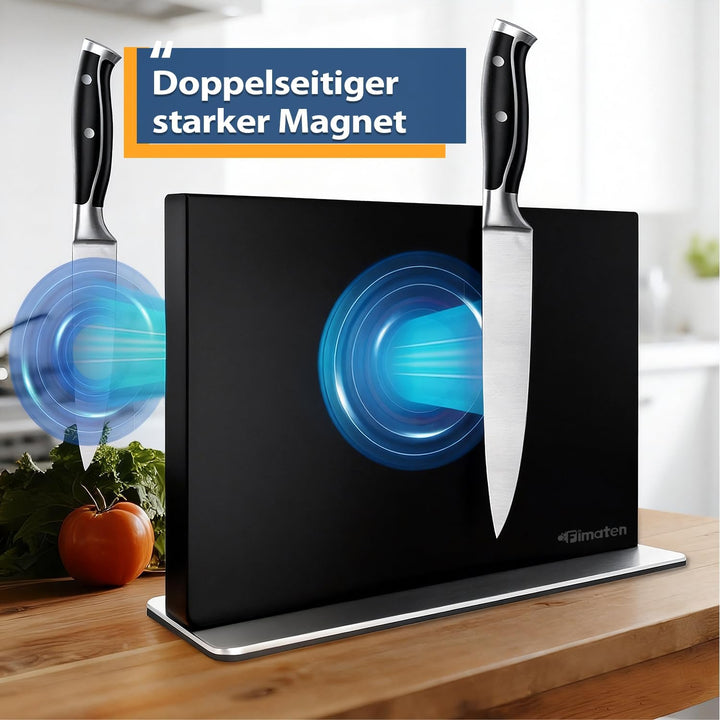 Magnetischer Messerblock ohne Messer - Schwarz Stark Magnetisch &amp; Doppelseitig Messerblock aus Edels