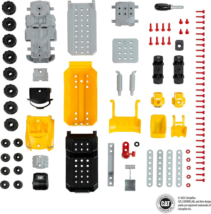 Theo Klein 3252 Caterpillar - Schraubtruck 4 in 1 I Konstruktionsspielzeug mit Werkzeugbox I Inkl. B