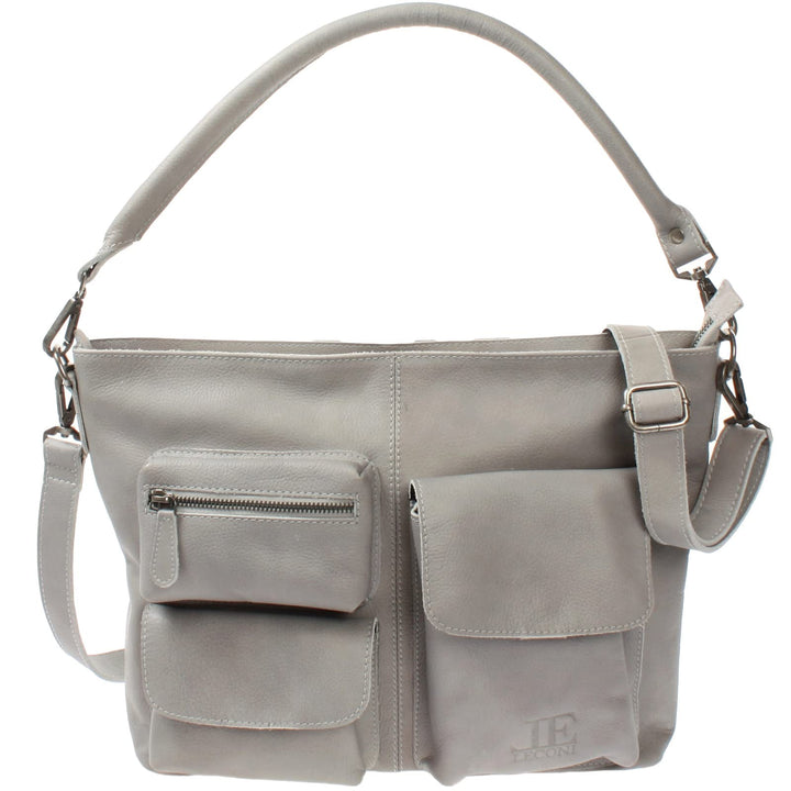 LECONI Schultertasche Ledertasche für Damen Vintage-Look echtes Leder Natur grosser Shopper Lederhan