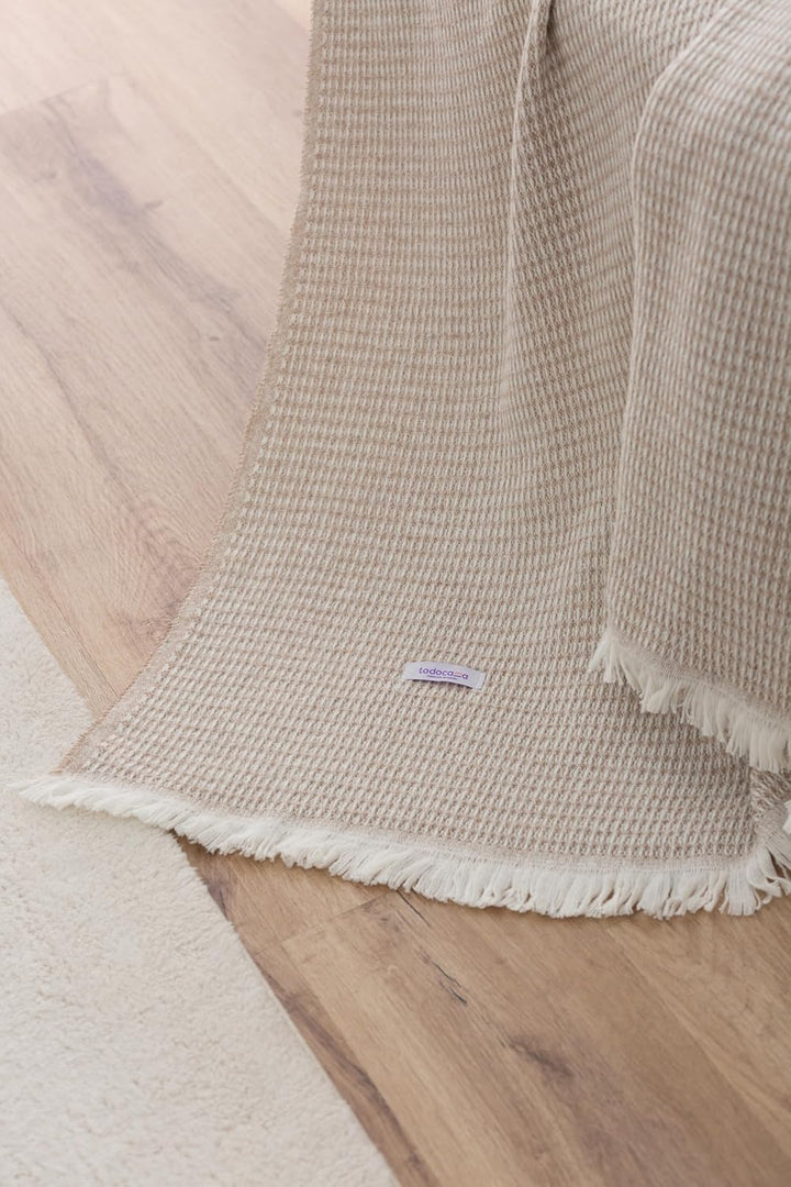 Todocama - Extra weiche Baumwolldecke mit GOFRE-Design, Mehrzweck-Tagesdecke für Sofa, Bett, dekorat