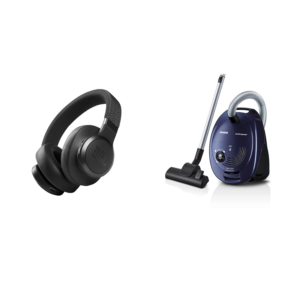 JBL Live 660NC kabelloser Over-Ear Bluetooth-Kopfhörer in Schwarz &amp; Siemens Staubsauger mit Beutel s