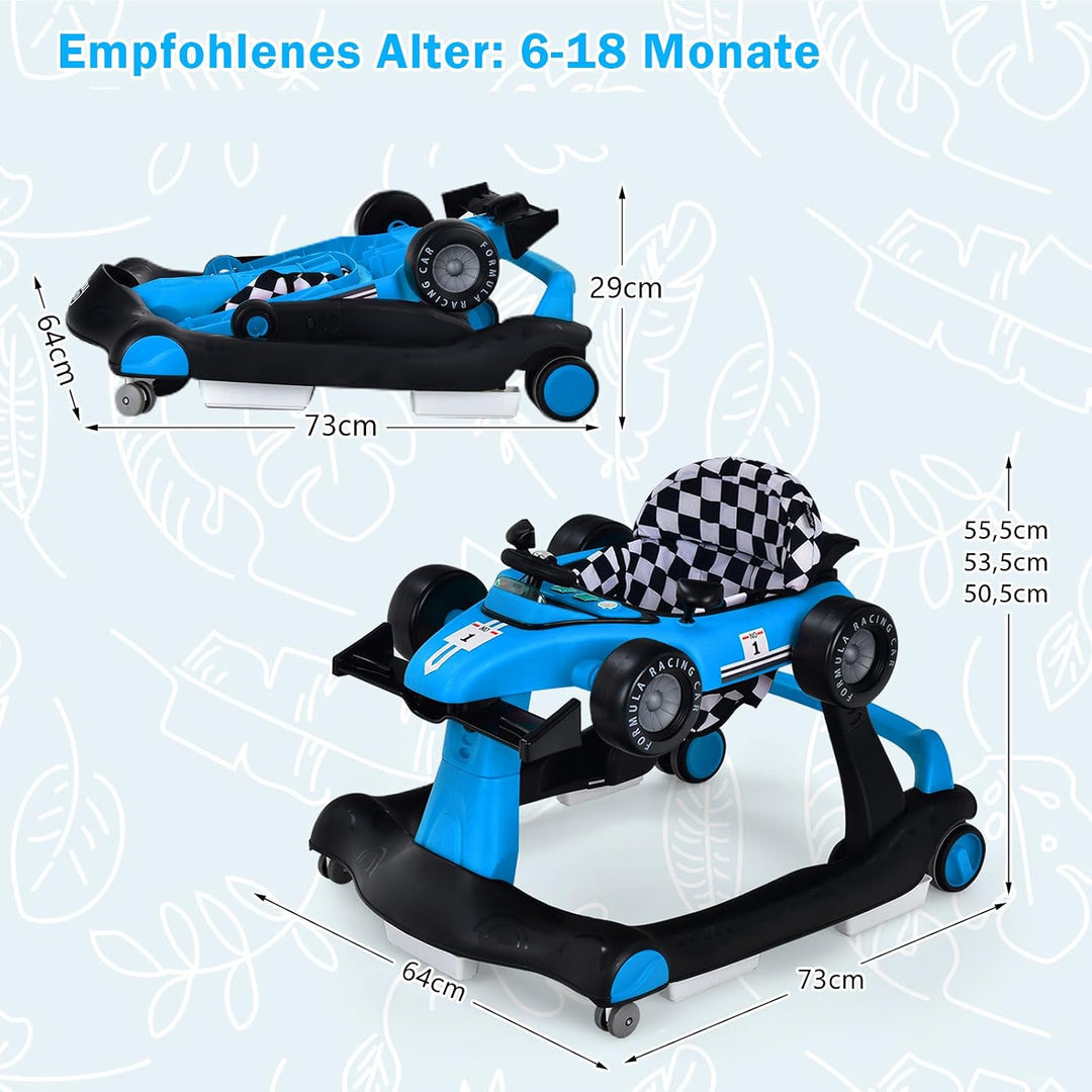 COSTWAY 4 in 1 Lauflernhilfe, Lauflernwagen klappbar mit einstellbarer Höhe &amp; Geschwindigkeit, Baby