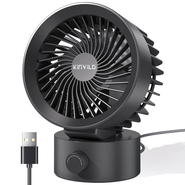 Kleiner Schreibtischventilator, USB-betrieben, stufenlose Geschwindigkeitsregelung, Mini-Ventilator