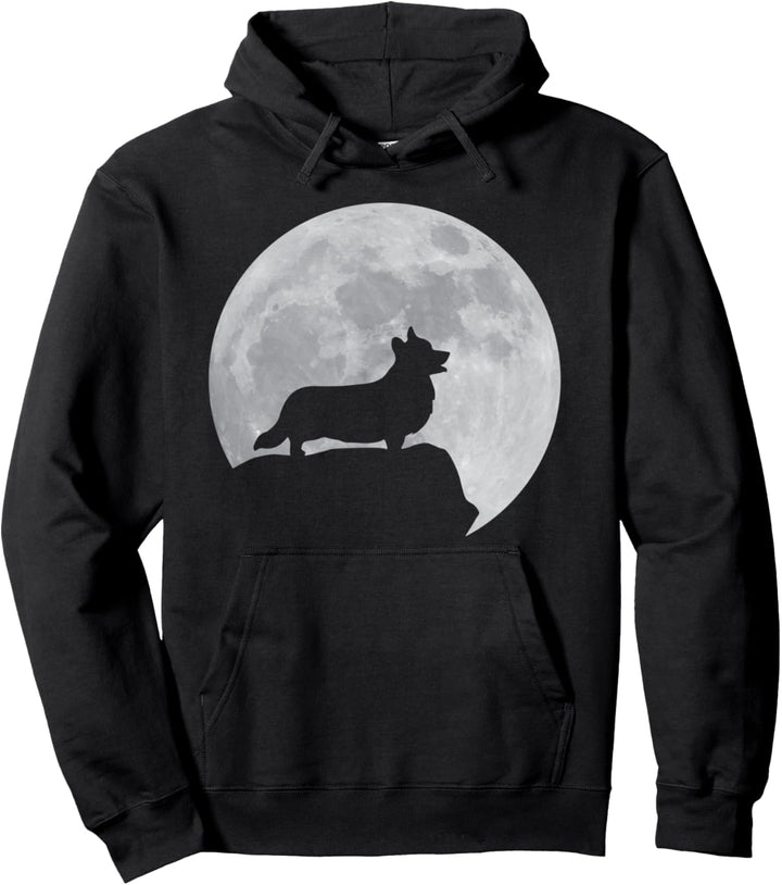 Moon And Dog Silhouette – Cardigan Welsh Corgi Pullover Hoodie