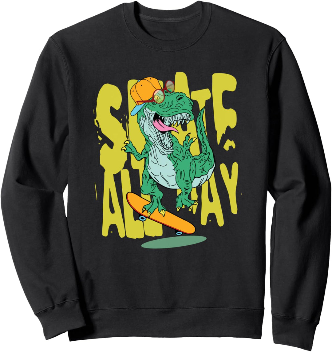 Skateboard T-Rex Skateboarding Dinosaurier Retro Skater Sweatshirt
