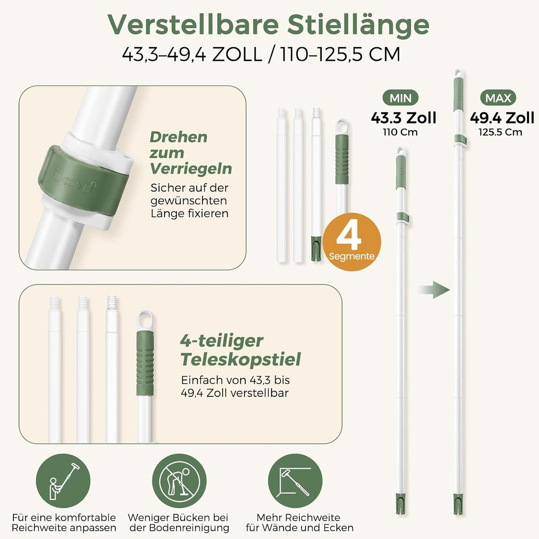DEANIC 4-in-1 Mop Besen Bürste mit Halter Wandmontage Set