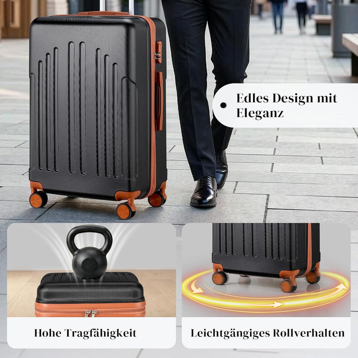 LALAHO Kofferset 4 teilig Hartschale, Reisekoffer mit Rollen Gross, Koffer Set 4 Stück aus ABS, Hand
