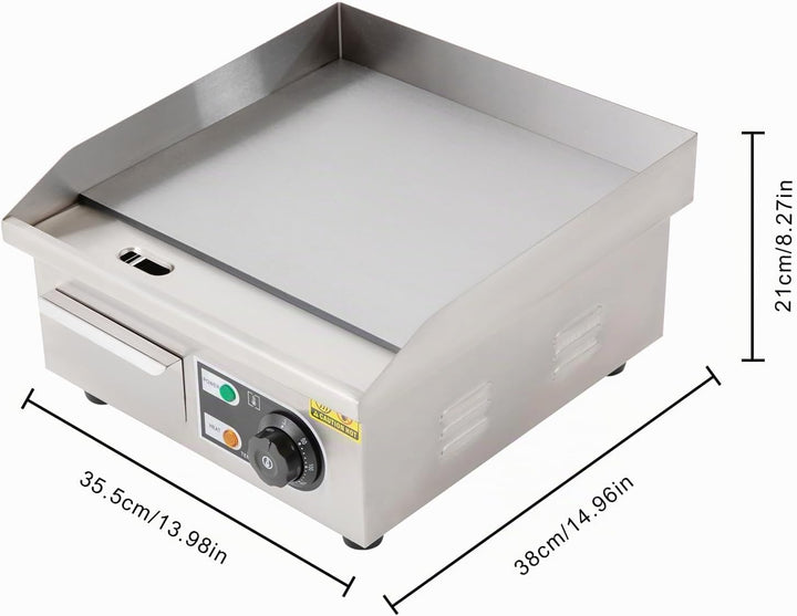 Elektrische Tischgrills 2000W Profi-Grill Grillplatte mit Versteckte Grosse Ölspeicherbox,Kommerziel