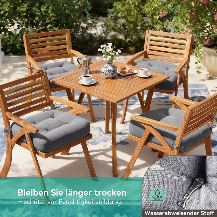 Codi Stuhlkissen 40 x 40 cm, 6er-Set, 8 cm dick, Sitzkissen Outdoor, Grau Grau 6er Pack, Grau 6er Pa