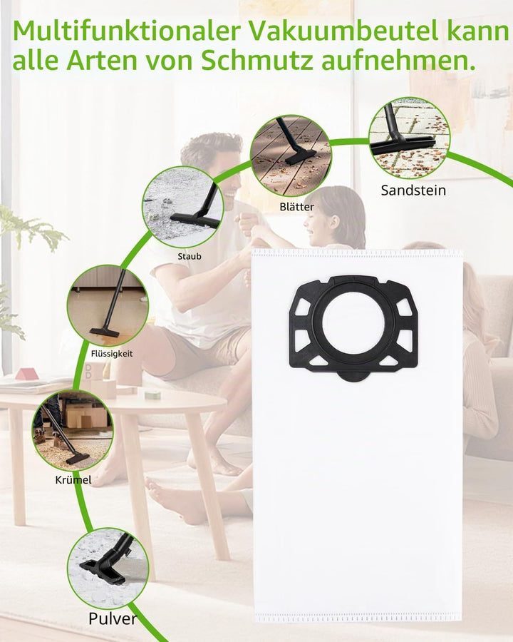 14 Stück KFI 357 Staubsaugerbeutel für Kärcher WD2 WD3 KWD1 KWD2 KWD3 WD3.200 - WD3.800 M/SE4001/SE4