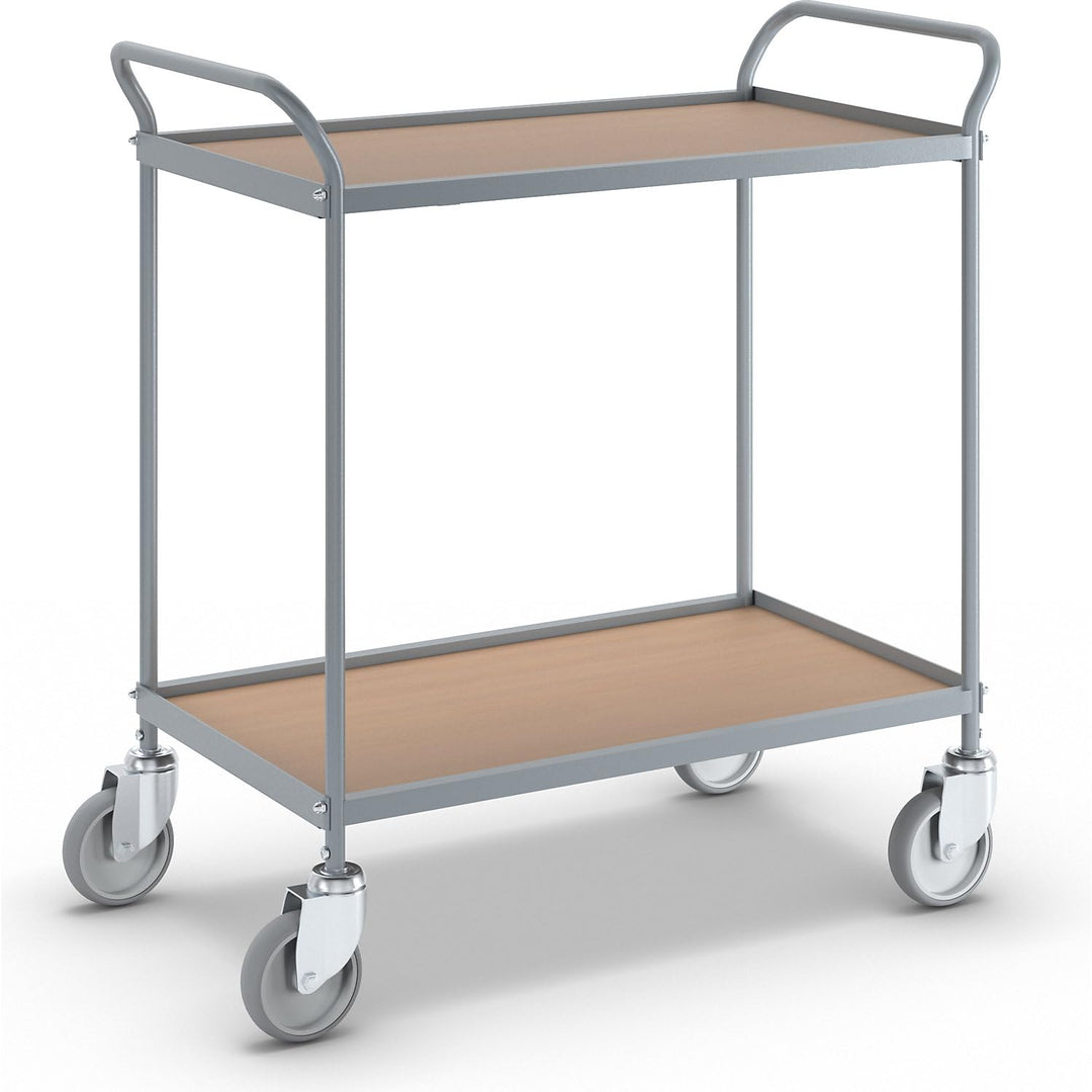 eurokraft | Servierwagen | Etagenhöhe 590 mm | 2 Etagen | mit 4 Lenkrollen | Rad-Ø 125 mm mit 4 Lenk